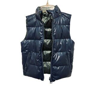Onekid Size 3 Reversible Puffer Vest Full Zip Pockets Green Blue